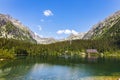 Poprad Mountain Lake, or Popradske Pleso, is the mountain lake located in the High Tatras, Slovakia Royalty Free Stock Photo