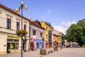 Poprad, Slovakia - Panoramic view of the Poprad city center and St. Egidius square - Namestie svateho Egidia - in summer Royalty Free Stock Photo