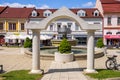 Poprad, Slovakia - Panoramic view of the Poprad city center and St. Egidius square - Namestie svateho Egidia - in summer