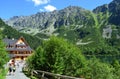 Popradske Pleso mountain lake in High Tatras mountain range in Slovakia - a beautiful sunny summer day in a popular hiking and tra Royalty Free Stock Photo