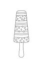 Popsicle coloring book. Black and white ice cream. Outline, vector