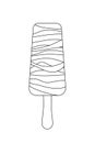 Popsicle coloring page. Black and white ice cream. Outline, vector