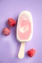 Popsicle with fresh raspberry on a table Royalty Free Stock Photo