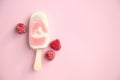 Popsicle with fresh raspberry on a table Royalty Free Stock Photo