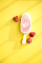 Popsicle with fresh raspberry on a table Royalty Free Stock Photo