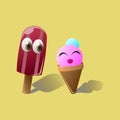 Popsicle and Ice cream couple enjoying summer