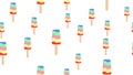 Popsicle ice cream on a stick on a white background, vector illustration, pattern. appetizing bright dessert with sugar topping.