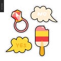 Popsicle and ring patches hand drawn set Royalty Free Stock Photo