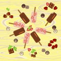 Popsicles with berries and chocolate