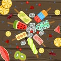 Popsicles with berries and fruits