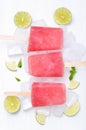 Popsicles from frozen watermelon