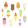 Popsicles vector graphic illustration collection Royalty Free Stock Photo