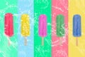 Popslices of different flavors with colorful backgrounds