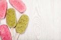 Popslices icecream assortment on light background