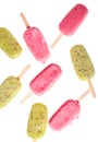 Popslices icecream assortment on white background
