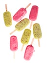 Popslices icecream assortment on white background