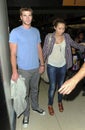 Popstar Miley Cyrus is seen with boyfriend at LAX