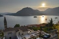 Sunset at Perast Bay,and islets of Saint George and Our Lady of the Rocks, at Perast,Montenegro