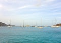 A popular anchorage for cruise ships and yachts in the caribbean Royalty Free Stock Photo