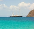 Popular anchorage for yachts in the caribbean Royalty Free Stock Photo