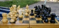 Popular arrangement of chess pieces - Spanish game on a chessboard