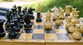 Popular arrangement of chess pieces - Spanish game on a chessboard