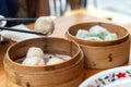 Popular asia food fork dimsum Royalty Free Stock Photo