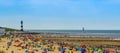 The popular beach of Breskens, Very crowded during summer season, Breskens, Zeeland, The Netherlands, 20 July, 2020 Royalty Free Stock Photo