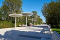 Popular beach promenade in the port city of Swinoujscie in Poland