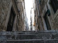 Popular beautiful Narrow street and stairs in the Old Town in Dubrovnik, Croatia Royalty Free Stock Photo