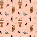 Popular Birds of World Flat Seamless Pattern