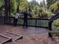 Rotorua, New Zealand, October 3, 2019, Couple taking a photo of the crystal clear water