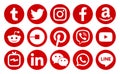 Popular circle red social media icons