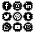 Popular circle social media black logos