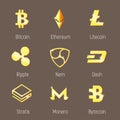 Popular cripto currency logo set