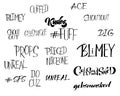 Popular English Language Slang Words Doodle Lettering Set kudos sfs blimey unreal gobmasked pieced guz niceone cuffed