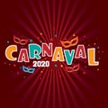 Carnaval background. Carnival typography design illustration