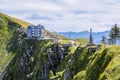 The popular excursion destination on the 1700 m. high monte Generoso with a modern restaurant Royalty Free Stock Photo