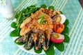 Popular Filipino food Seafood with Java rice