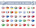 Popular flags of the world. Cloud Glossy Icons.