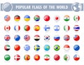 Popular flags of the world. Round Glossy Icons.