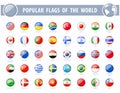 Popular flags of the world. Round Glossy Icons.