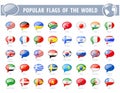 Popular flags of the world. Speech Bubble Glossy Icons.