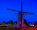 The popular Flour mill Weltevreden of Domburg city during night, Dutch windmill, Roosjesweg, Domburg, Zeeland, The Netherlands, 26 Royalty Free Stock Photo