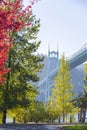 Popular gothic arched St Johns bridge in portland surrounded by