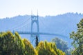 Popular gothic St Johns bridge in Portland in the colors of autumn