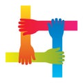 Popular hand connecting teamwork icon concept isolated vector