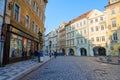 Popular Hard Rock Cafe, historic house U Rotta on Small Square in district of Stare Mesto, Prague, Czech Republic