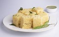 popular Indian Gujarati dish Traditional Street Food Sev Khaman Dhokla