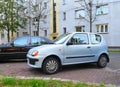 Small and old light blue veteran Polish car Fiat Seicento private car parked Royalty Free Stock Photo